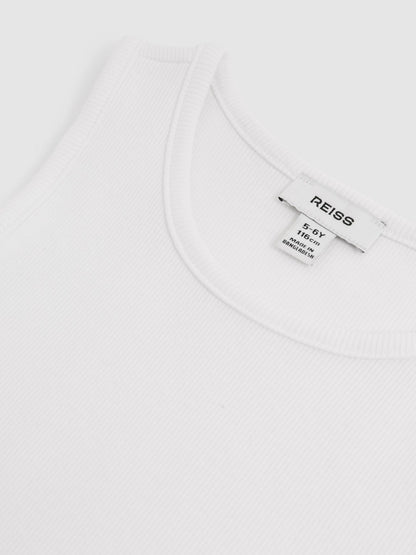 9-13 yrs Cotton Stretch Ribbed Vest 3 Pack in White Children & Baby | Reiss