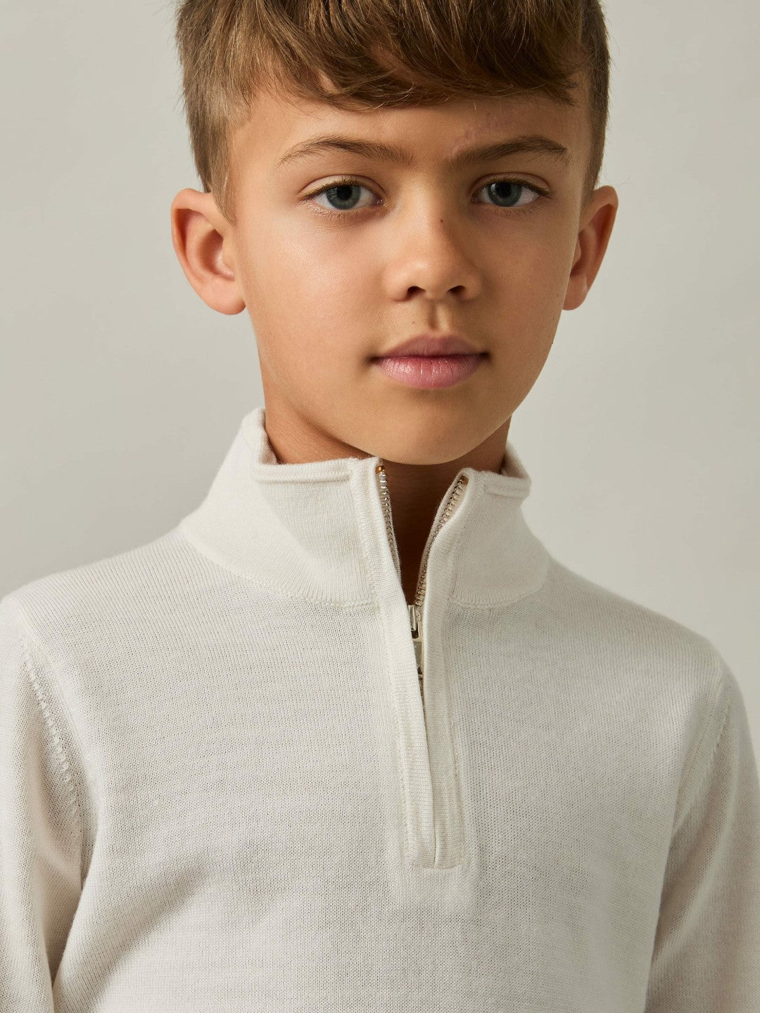 9-13 yrs Merino Wool Half-Zip Funnel Neck Jumper in Snow Children & Baby | Reiss
