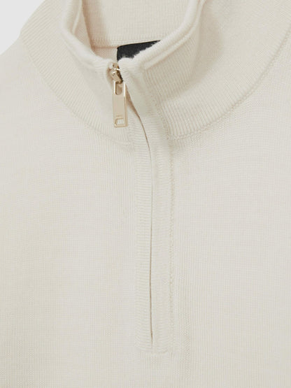 9-13 yrs Merino Wool Half-Zip Funnel Neck Jumper in Snow Children & Baby | Reiss