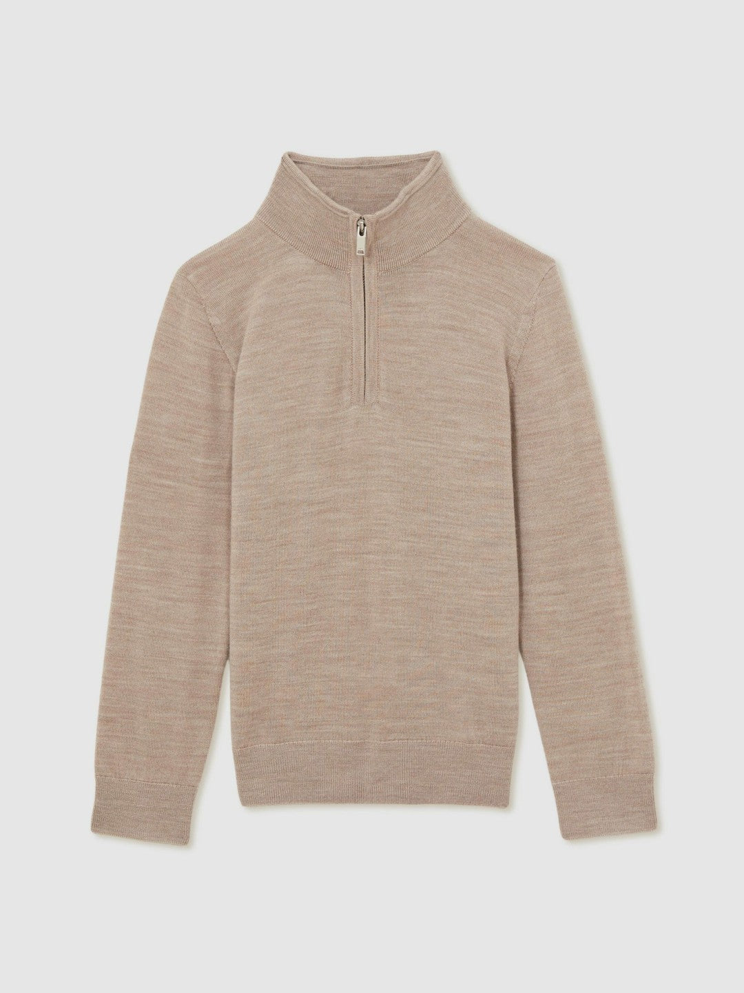 9-13 yrs Merino Wool Half-Zip Funnel Neck Jumper in Wheat Melange Children & Baby | Reiss