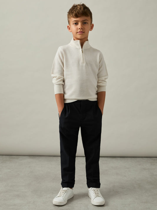3-9 yrs Merino Wool Half-Zip Funnel Neck Jumper in Snow Children & Baby | Reiss