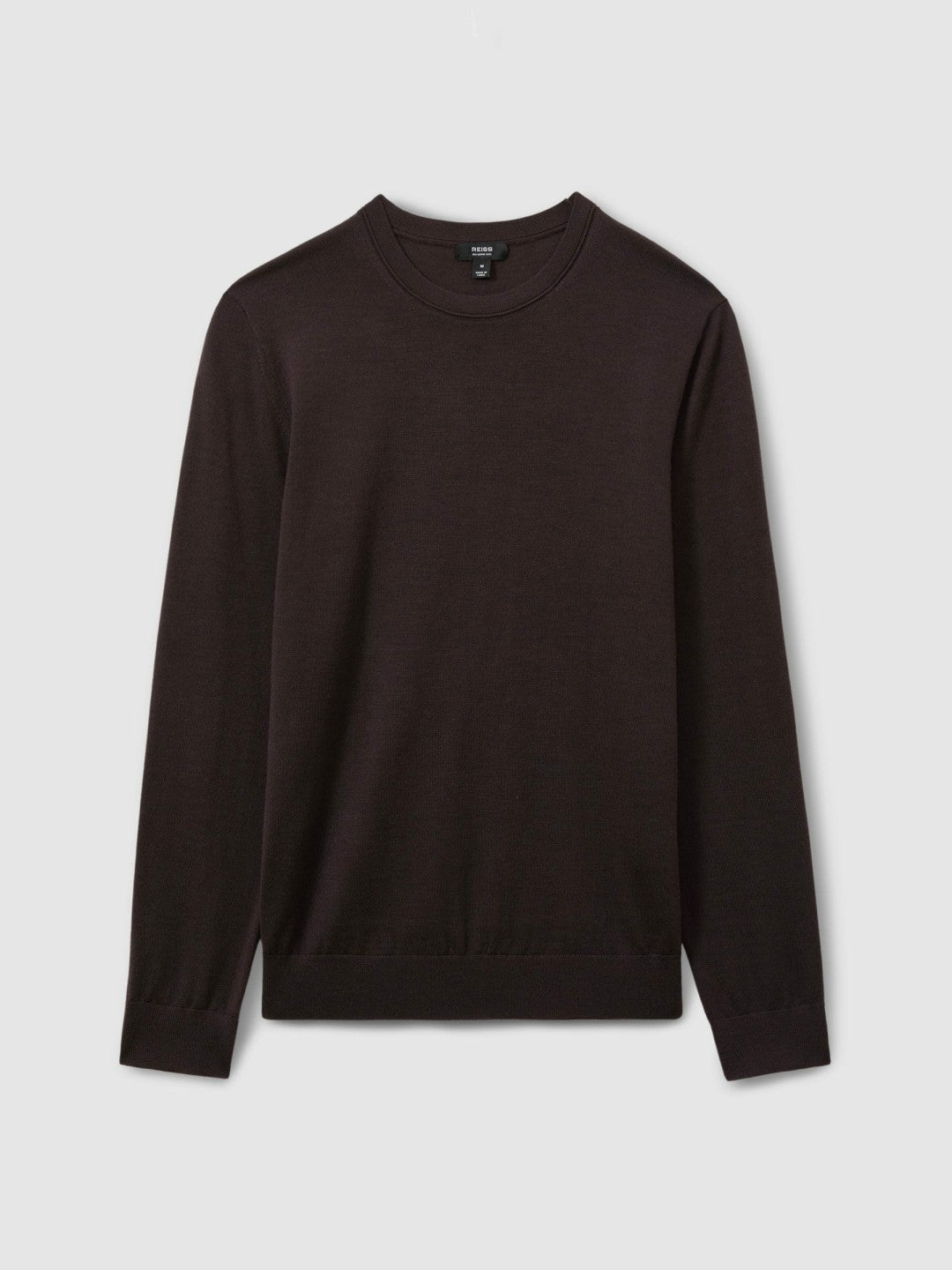 Merino Wool Crew Neck Jumper in Dark Bordeaux Men | Reiss