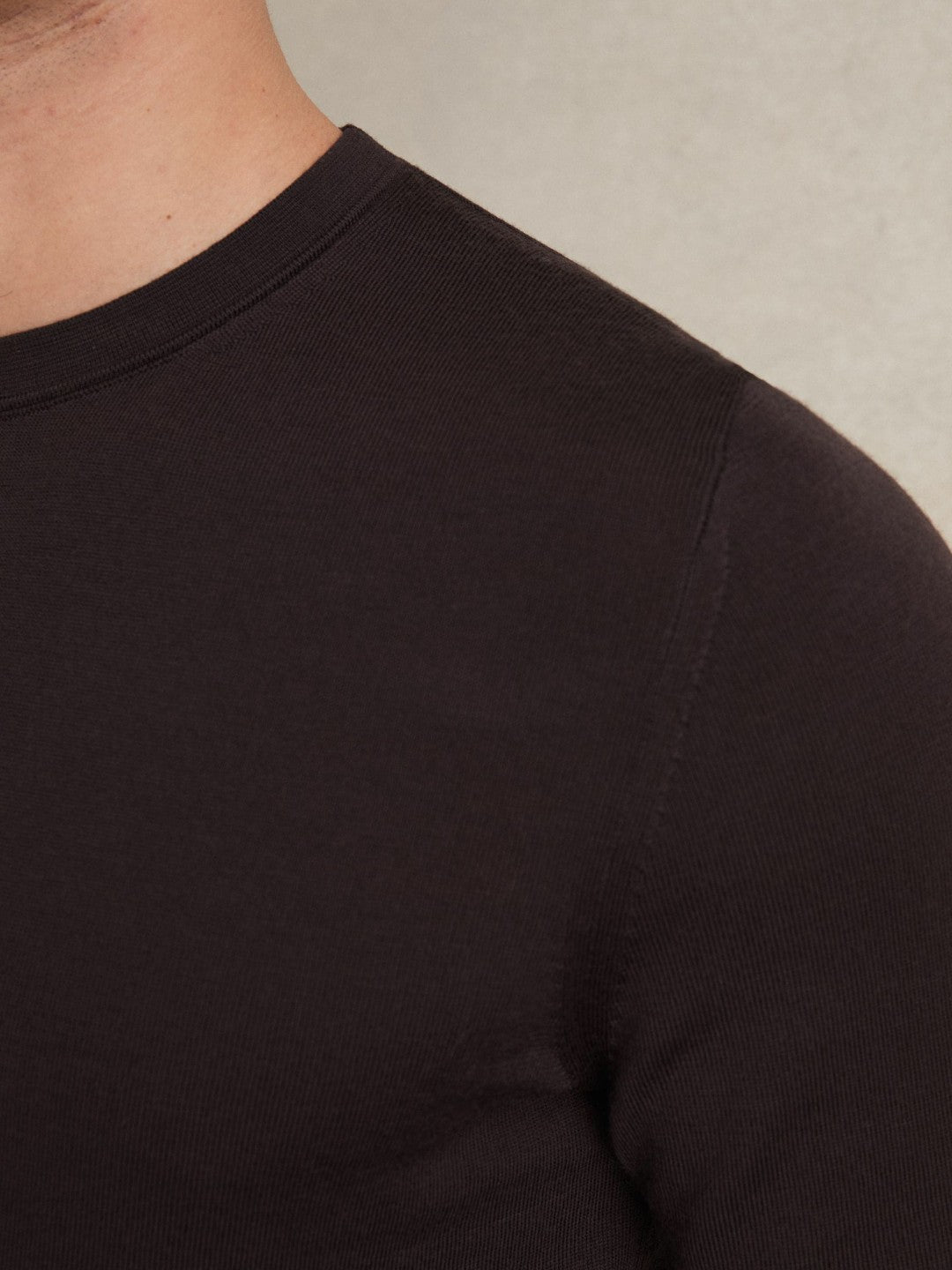 Merino Wool Crew Neck Jumper in Dark Bordeaux Men | Reiss