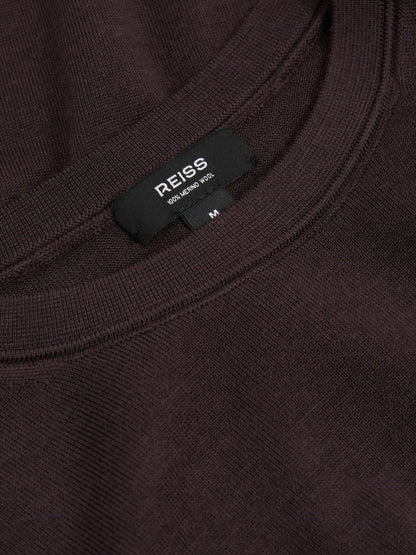Merino Wool Crew Neck Jumper in Dark Bordeaux Men | Reiss