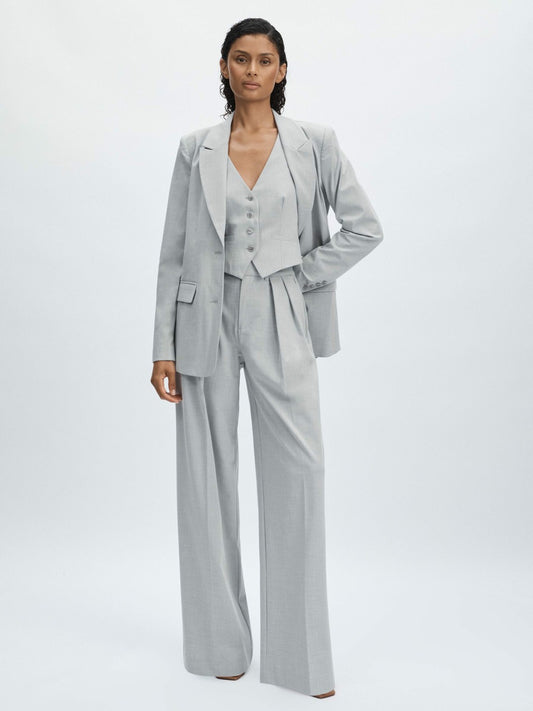 Good American Sharkskin Suit Waistcoat in Heather Grey Women | Reiss