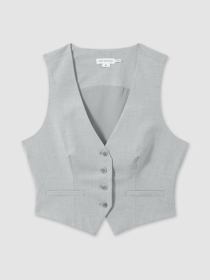 Good American Sharkskin Suit Waistcoat in Heather Grey Women | Reiss