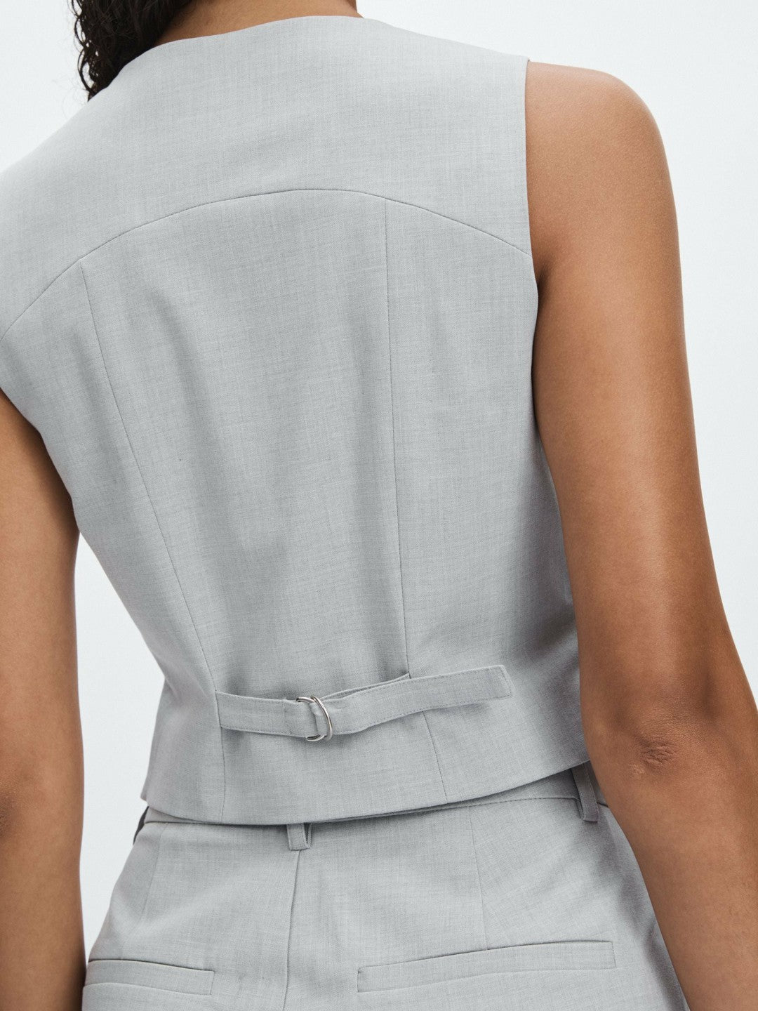 Good American Sharkskin Suit Waistcoat in Heather Grey Women | Reiss