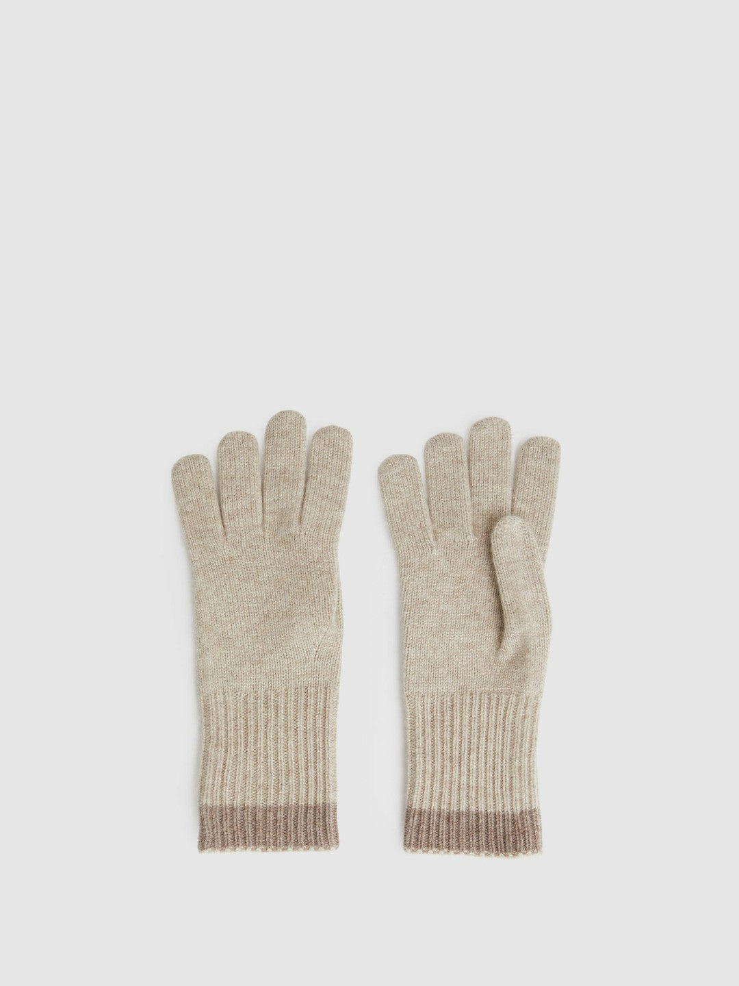 Wool Blend Tipped Gloves in Taupe Women | Reiss