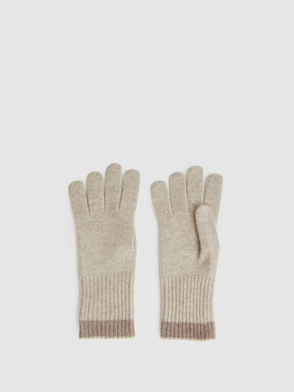 Wool Blend Tipped Gloves in Taupe Women | Reiss
