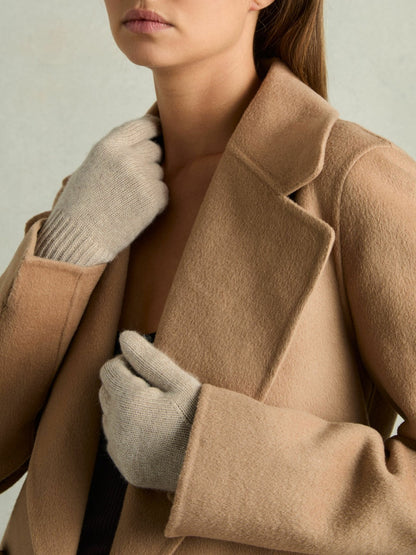 Wool Blend Tipped Gloves in Taupe Women | Reiss