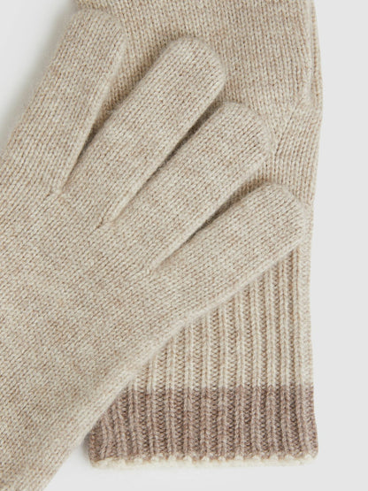 Wool Blend Tipped Gloves in Taupe Women | Reiss