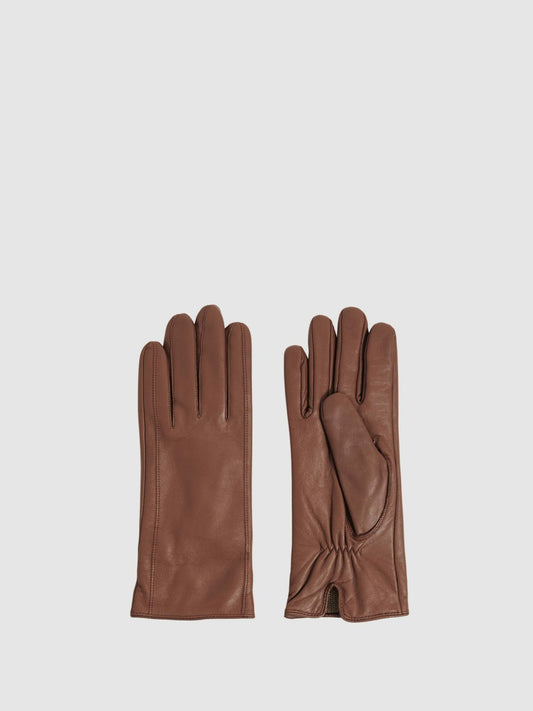 Leather Gloves in Tan Women | Reiss