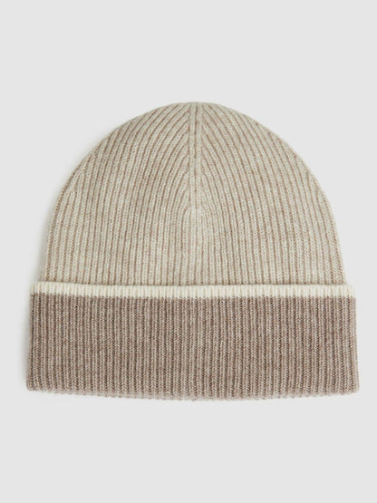 Wool Blend Tipped Beanie in Taupe Women | Reiss