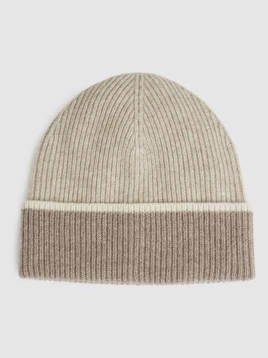 Wool Blend Tipped Beanie in Taupe Women | Reiss