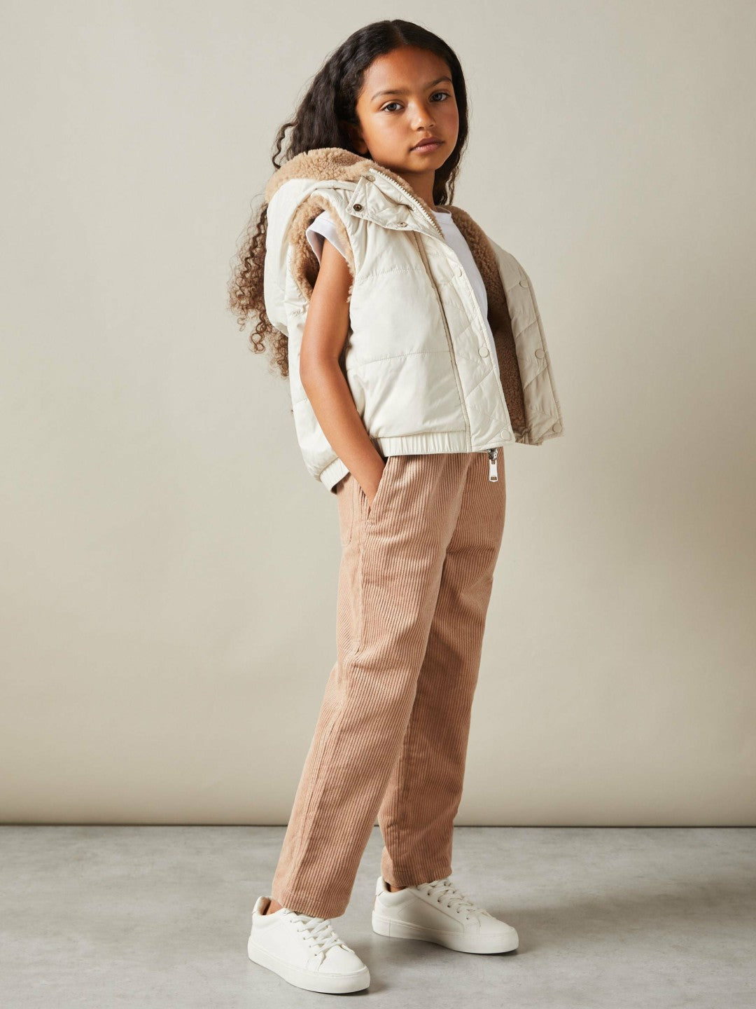 4-9 yrs Reversible Quilted Borg Gilet in Brown Children & Baby | Reiss