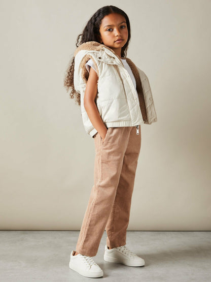 4-9 yrs Reversible Quilted Borg Gilet in Brown Children & Baby | Reiss