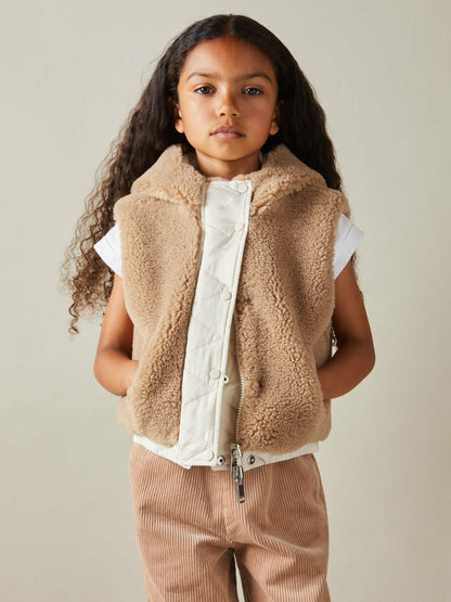 4-9 yrs Reversible Quilted Borg Gilet in Brown Children & Baby | Reiss