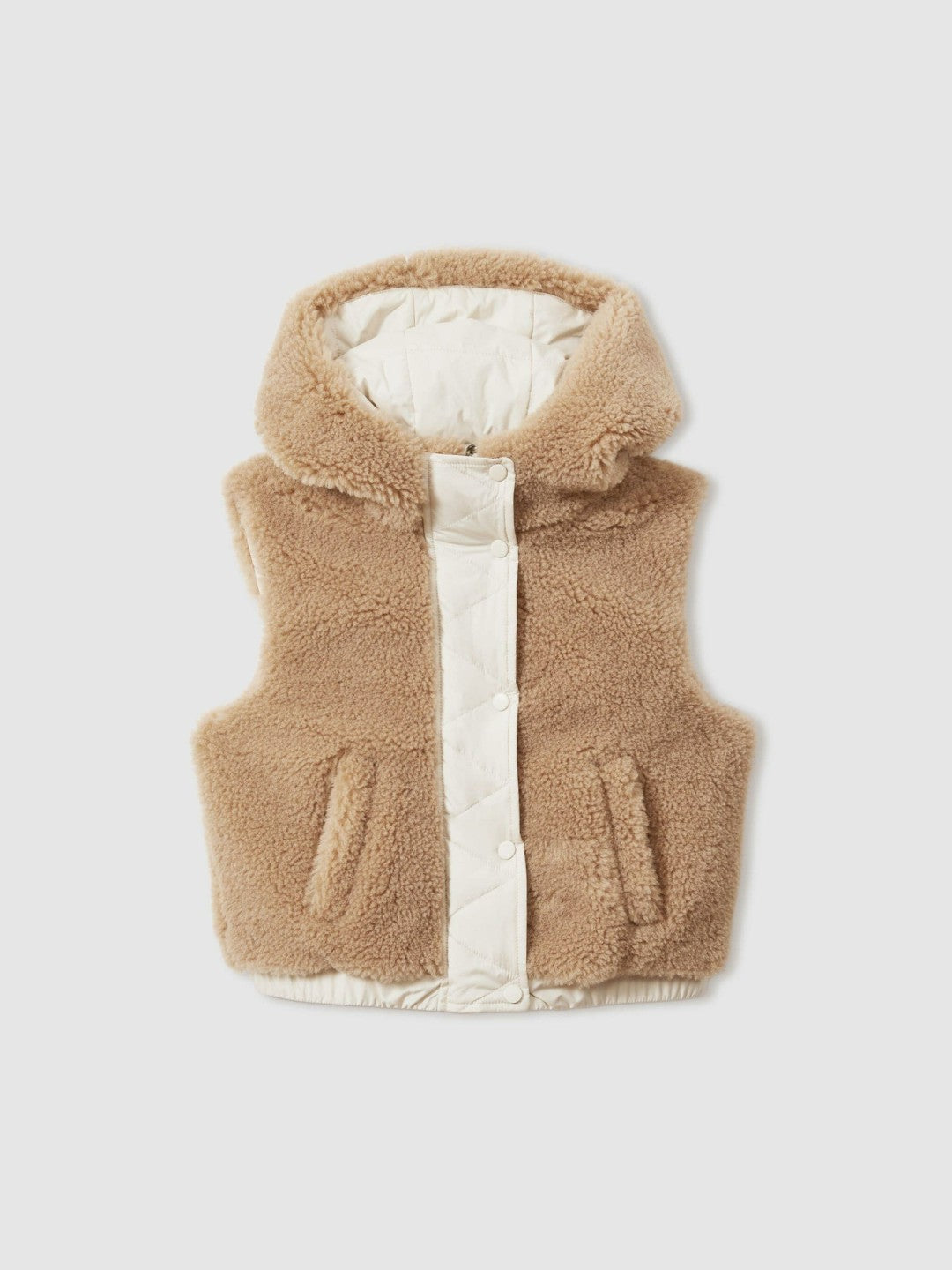 9-13 yrs Reversible Quilted Borg Gilet in Brown Children & Baby | Reiss