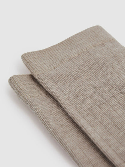 Cotton Blend Ribbed Loafer Socks in Neutral Women | Reiss