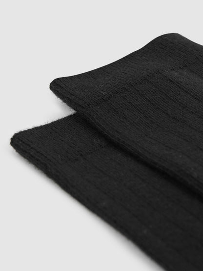 Cotton Blend Ribbed Loafer Socks in Black Women | Reiss