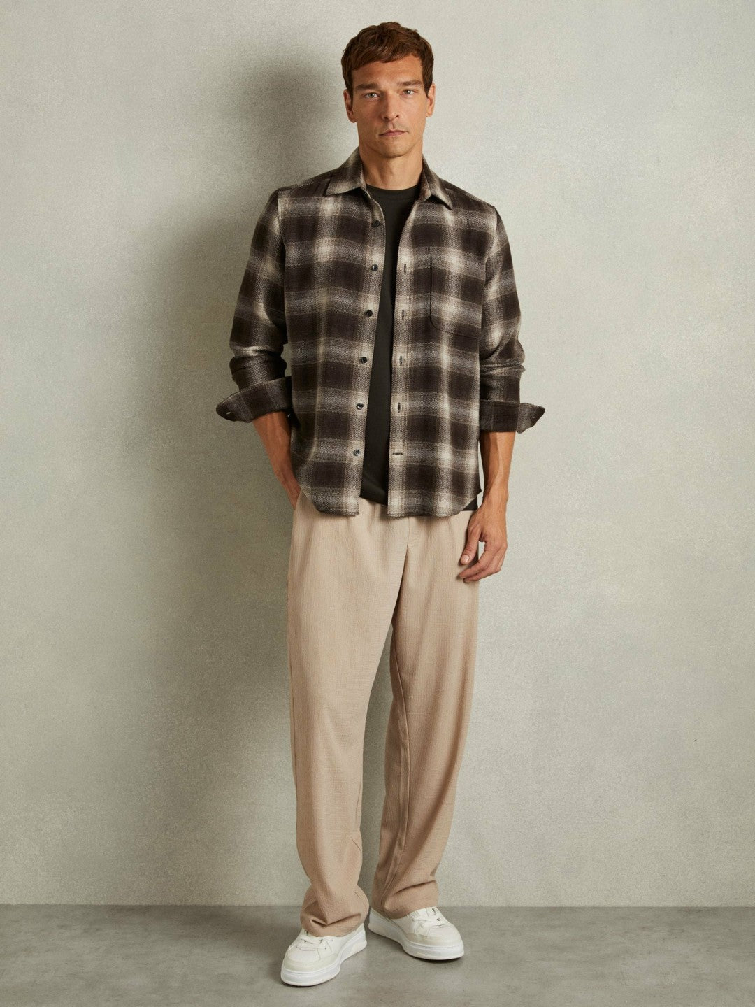 Interlock Jersey Crew Neck T-Shirt in Chocolate Brown Men | Reiss