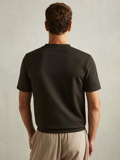 Interlock Jersey Crew Neck T-Shirt in Chocolate Brown Men | Reiss
