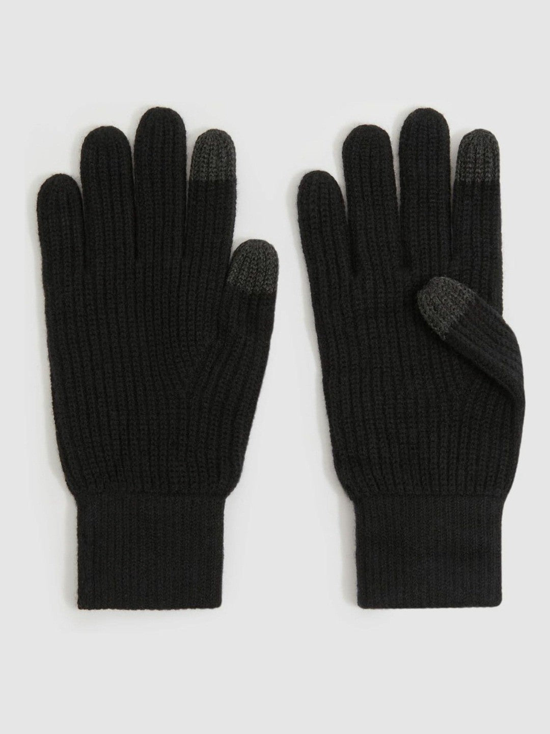 Ribbed-Merino Touchscreen Gloves in Black Men | Reiss