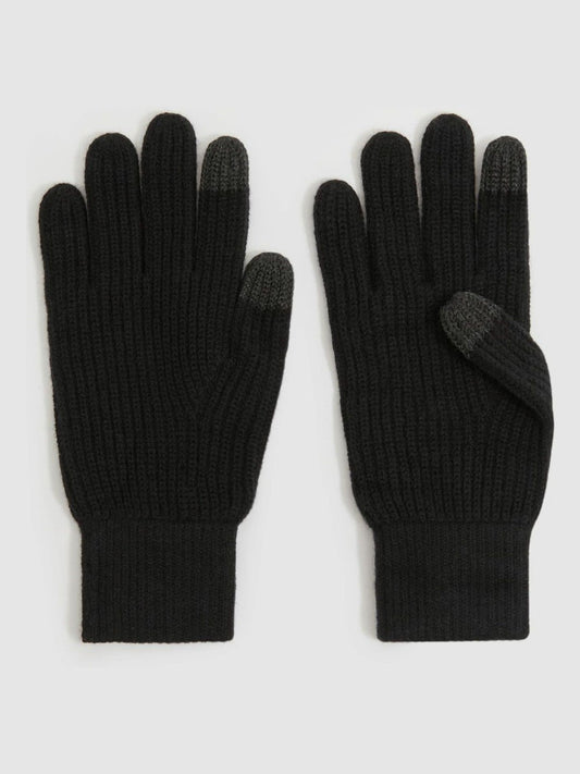 Ribbed-Merino Touchscreen Gloves in Black Men | Reiss