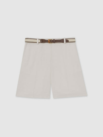 Petite Linen-Blend Bermuda Shorts in White Women | Reiss