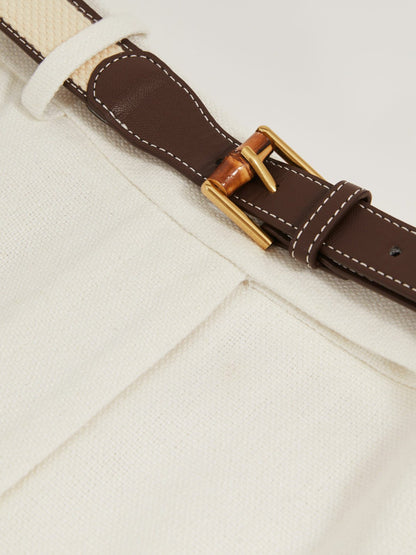 Petite Linen-Blend Bermuda Shorts in White Women | Reiss