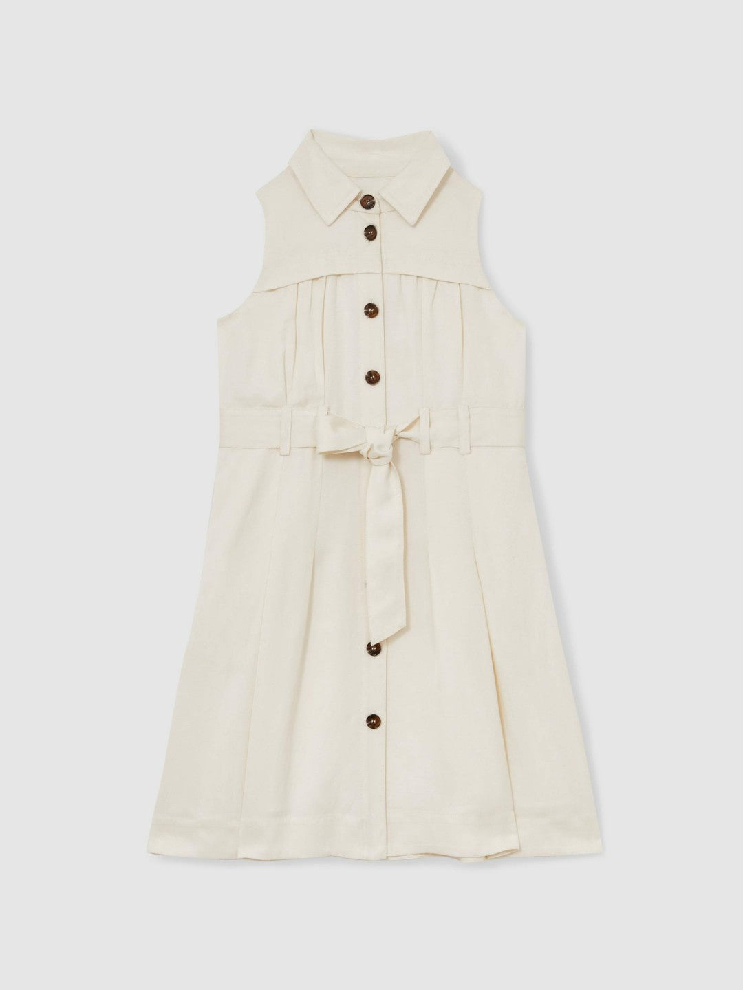 9-13 yrs Tie-Waist Collared Dress in Ivory Children & Baby | Reiss