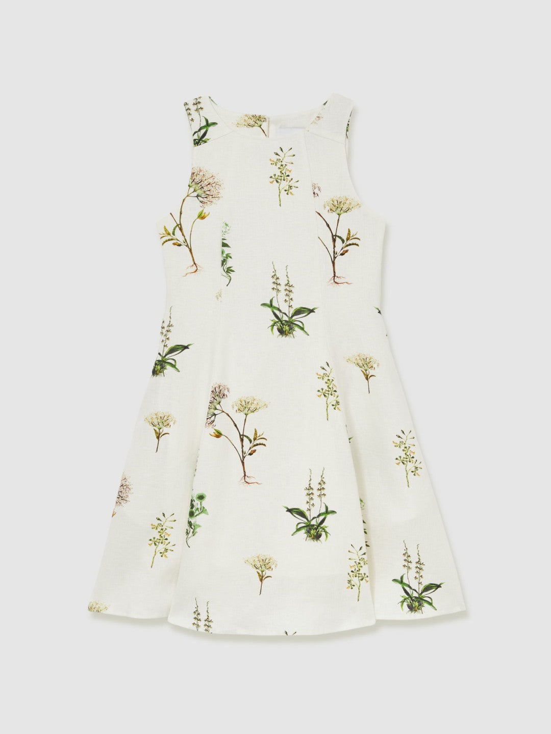 9-13 yrs  | NYBG Linen Floral Flared Dress in Ivory Children & Baby | Reiss