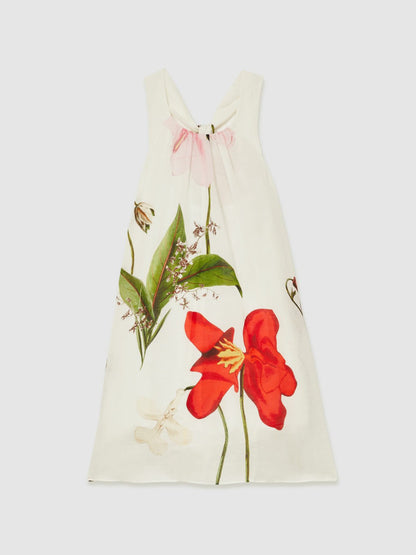 9-13 yrs  | NYBG Floral Maxi Dress With Linen in Ivory Children & Baby | Reiss