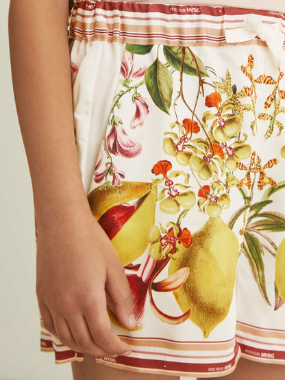 9-13 yrs  | NYBG Satin Floral-Print Shorts in Ivory Children & Baby | Reiss