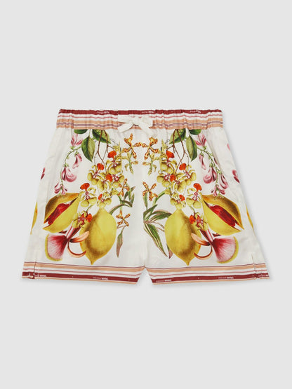 13-14 yrs  | NYBG Satin Floral-Print Shorts in Ivory Children & Baby | Reiss