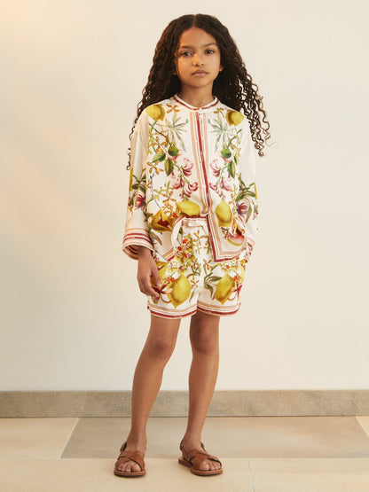 13-14 yrs  | NYBG Satin Floral-Print Shorts in Ivory Children & Baby | Reiss