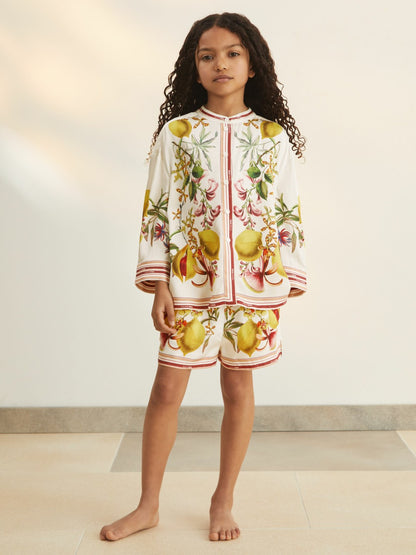 9-13 yrs  | NYBG Satin Floral-Print Shirt in Ivory Children & Baby | Reiss