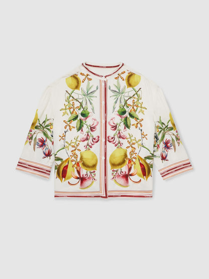 9-13 yrs  | NYBG Satin Floral-Print Shirt in Ivory Children & Baby | Reiss