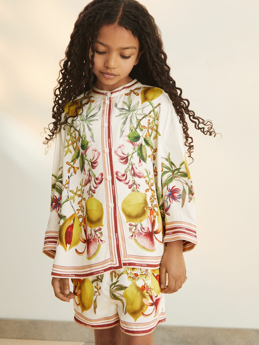 9-13 yrs  | NYBG Satin Floral-Print Shirt in Ivory Children & Baby | Reiss