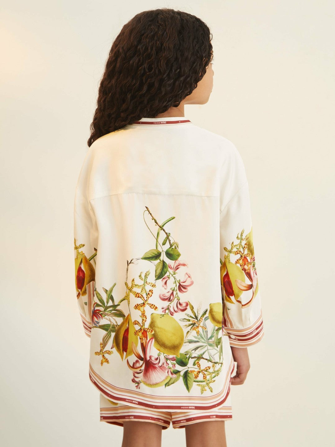 9-13 yrs  | NYBG Satin Floral-Print Shirt in Ivory Children & Baby | Reiss