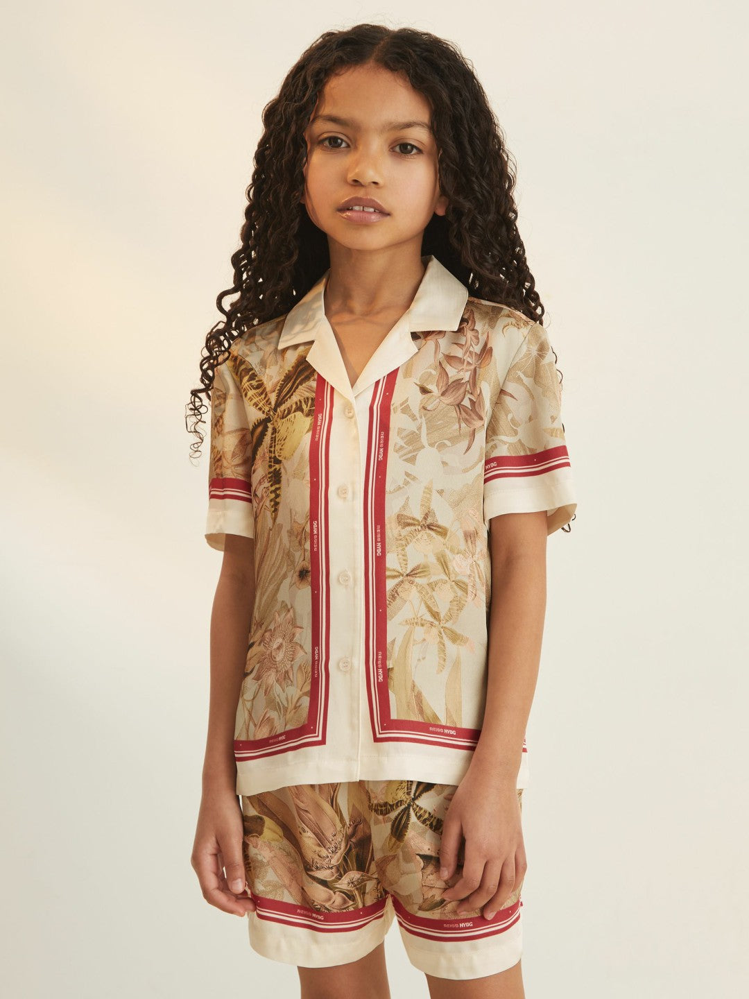 4-9 yrs  | NYBG Satin Floral-Print Shirt in Khaki Children & Baby | Reiss