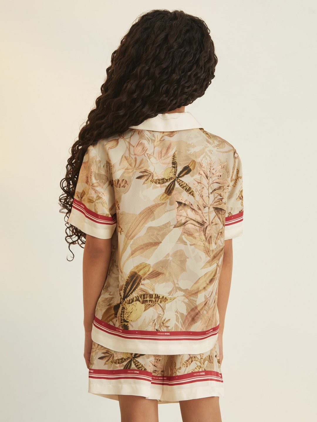 4-9 yrs  | NYBG Satin Floral-Print Shirt in Khaki Children & Baby | Reiss