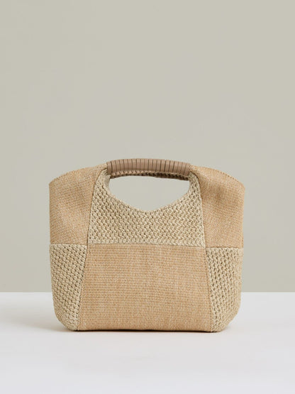 Raffia Patchwork Clutch Bag in Natural Women | Reiss