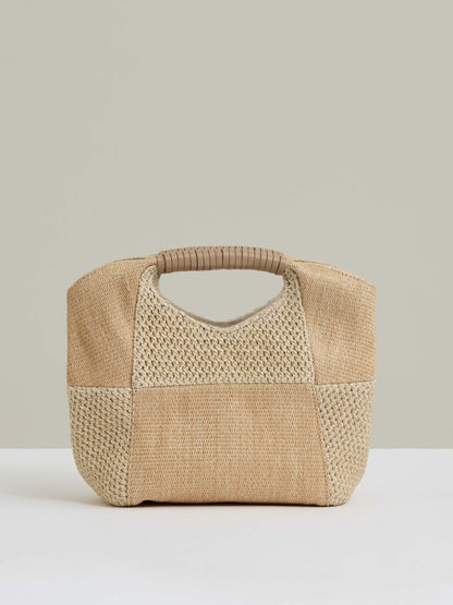 Raffia Patchwork Clutch Bag in Natural Women | Reiss