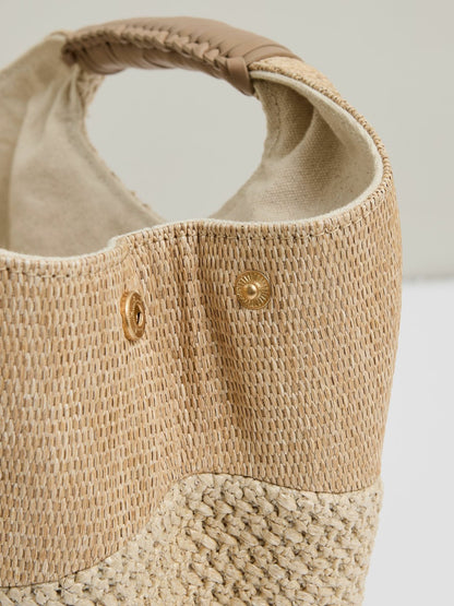 Raffia Patchwork Clutch Bag in Natural Women | Reiss