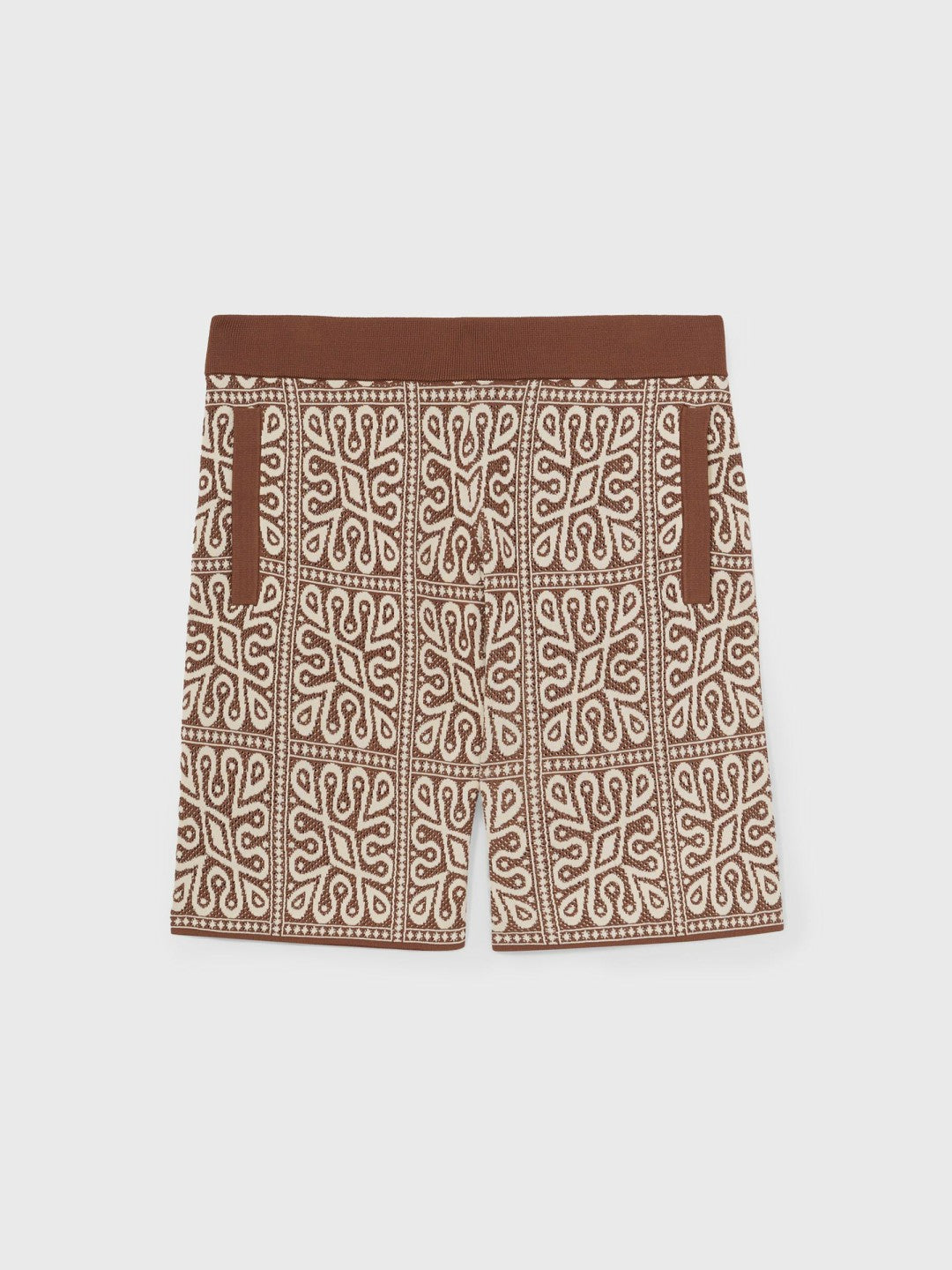 Tile Pattern Knit Shorts in Brown/White Men | Reiss