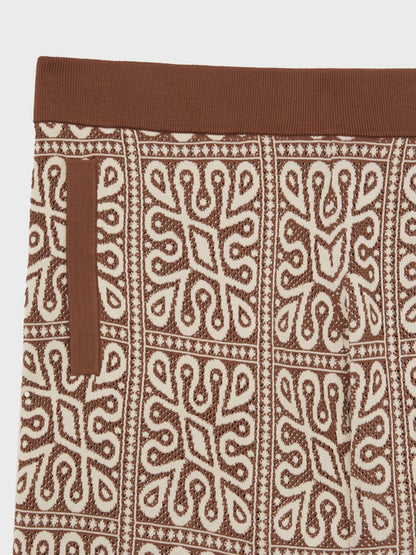 Tile Pattern Knit Shorts in Brown/White Men | Reiss