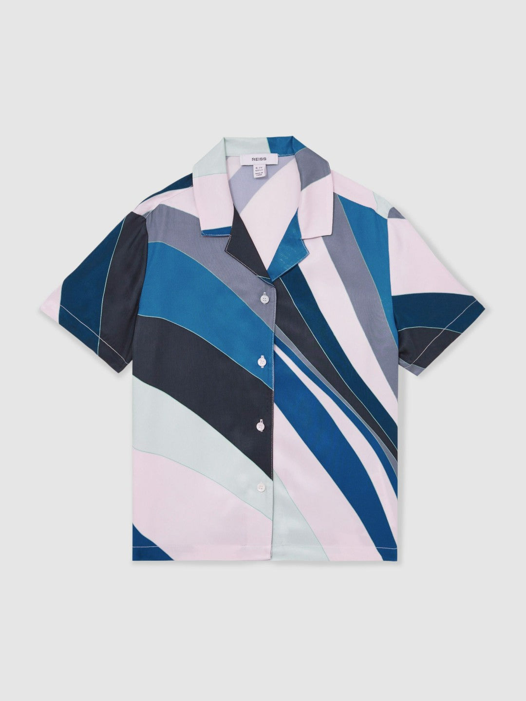 9-13 yrs Printed Cuban Collar Shirt in Blue Print Children & Baby | Reiss