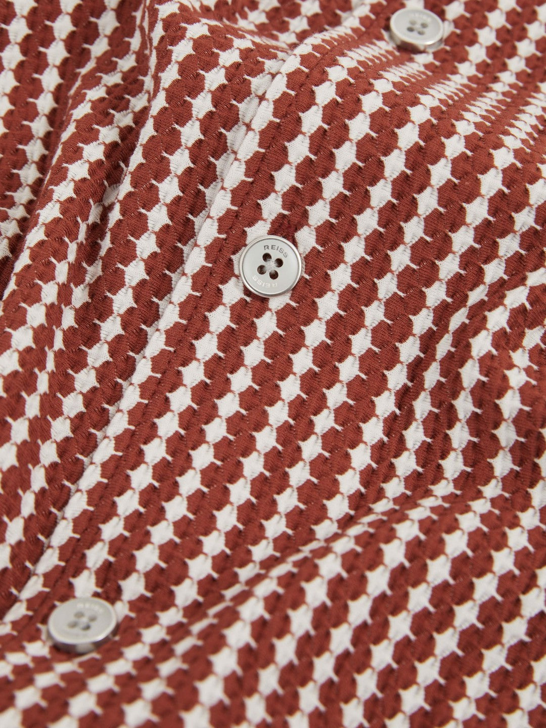 Textured-Stripe Cuban-Collar Shirt in Rust Red/White Men | Reiss