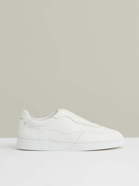 Leather Elasticated-Lace Trainers in White Men | Reiss